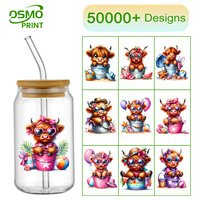 Autocollants lavables en plastique anti-UV OSMO Ready Ship 3" 4" pour mugs, tasses et gobelets, motif Vaches d'été