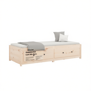 Cama de Día de Madera de Pino Pequeña, Sofá Cama Convertible Natural de Estilo Escandinavo - Product Image 1