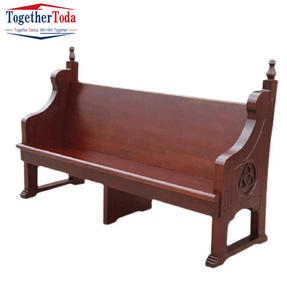 Banc d'église en bois massif - Banc d'église traditionnel en bois avec détails décoratifs sculptés pour la salle de culte et les sièges du sanctuaire - Product Image 1