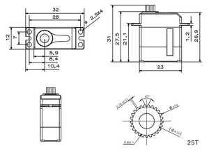 KST FZ320 HV Servomoteur numérique à engrenages métalliques 5.5kgf.cm 0.09s pour avions RC/planes à voile/jets, puissance d'élévateur de gouvernail haute tension - Product Image 6