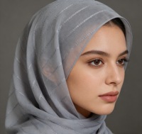 Voile en polyester chiffon filé argenté 9908 pour enfants, doux, respirant et léger, idéal pour les collections Ramadan et Aïd