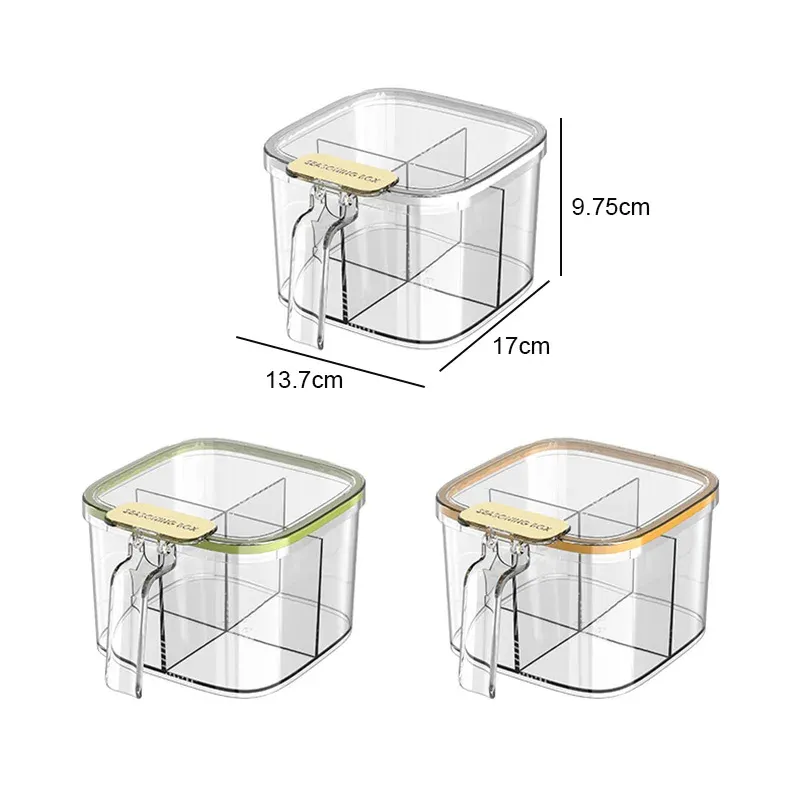 4 Compartimenten Verzegelde Huiskeuken Opbergdoos Voor Zoutkruid Peperpoeder