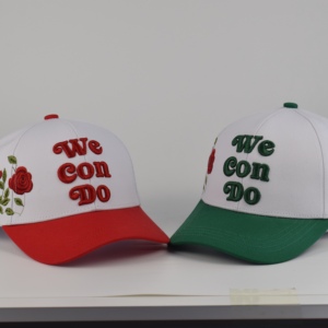 Casquette de baseball brodée florale 5 panneaux de haute qualité, nouveau design, en coton rayé, style bicolore tendance - Product Image 2