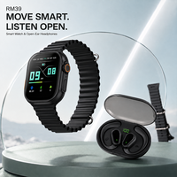 Ensemble de montre connectée Xtauri RM39 avec écouteurs TWS, appels Bluetooth, suivi de la fréquence cardiaque, moniteur d'activité physique, écouteurs, coffret cadeau