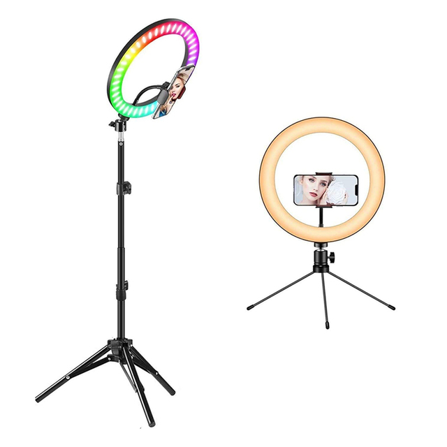 10 Inch RGB Ring Light 26 cm Multicolor Selfie Makeup Video Vlog Photography Ring Lamp Ringlight