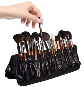 Trousse de rangement portable en PU imperméable pour maquilleurs, avec fermeture éclair, motif dessin animé, pliable verticalement, 29 compartiments de moyenne capacité pour pinceaux et outils - Product Image 3