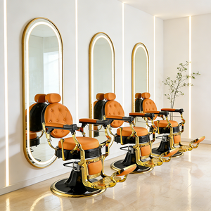 Ghế làm tóc xoay hiện đại, siêu lớn, chắc chắn, màu cam, dành cho salon tóc cao cấp. - Product Image 2