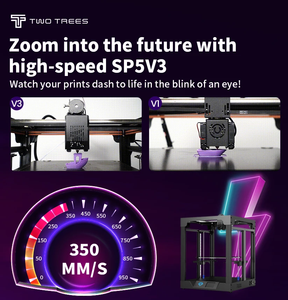 เครื่องพิมพ์สามมิติ Two Trees FDM รุ่น SP-5 V3 ความเร็วสูง แกน Z คู่ 350 มม./วินาที แท่นพิมพ์ขนาดใหญ่ พร้อม PA/PC/PLA สภาพใหม่ - Product Image 4