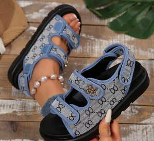 Sandali Platform Estivi in Denim con Suola Spessa e Applicazioni, Nuovi Modelli 2026, <span class=keywords><strong>Ciabatte</strong></span> da <span class=keywords><strong>Donna</strong></span> Stile Romano Europeo e Americano - Product Image 4