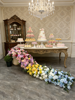 Vente flash - Chemin de table en fleurs artificielles multicolores de la marque Panda, bande florale moderne pour la décoration de table de mariage ou de fête