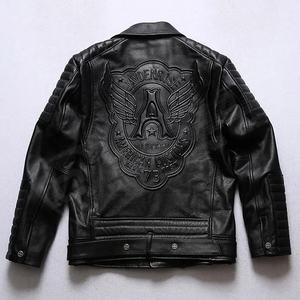 Blouson de motard en cuir d'agneau véritable pour hommes, fait à la main en noir avec tissu en toile - Product Image 5