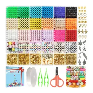 Groothandel Diy Handgemaakte Platte Ronde Polymeer Klei Kralen Armband Maken Kit Met Acryl Alfabet Heishi Kralen Voor Sieraden Maken