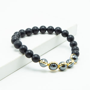 <span class=keywords><strong>Bracelet</strong></span> en pierre d'agate noir mat, vente en gros, nouveaux arrivages, personnalisé, 2021 - Product Image 1