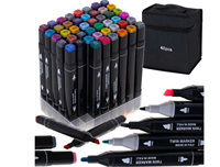 Ensemble de marqueurs d'art à double pointe à base d'alcool avec sac de transport, stylos de dessin permanents pour artistes, croquis, illustration, design