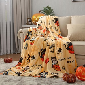 Vente Flash : Plaid Polaire 100% Polyester à Motif de Personnage de Dessin Animé Joyeux, <span class=keywords><strong>Utilisation</strong></span> Toutes Saisons, Cadeau d'Halloween pour Enfants, Tissé et Portable - Product Image 3