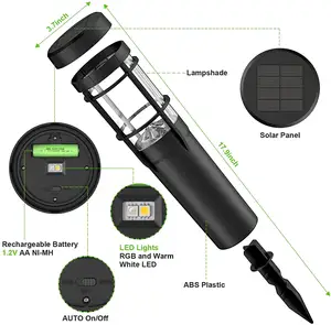 RGB 색상 변경 따뜻한 흰색 태양 잔디 램프 정원 태양 장식 조명