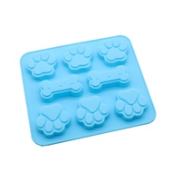 Moule à pâtisserie en silicone écologique de qualité supérieure en forme de patte de chien et d'os, compatible lave-vaisselle et four (rose/bleu)