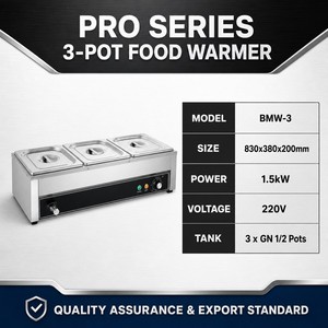 Commercial Electric 3 Pan Bain Marie Food <b>Warmer</b> 220V 1.5kW Countertop Soup <b>Warmer</b> for <b>Buffet</b> Restaurant Catering - Product Image 6