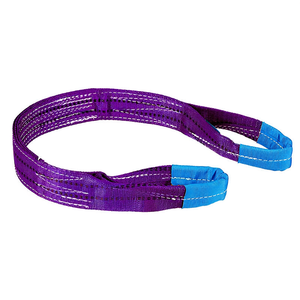 Sangles plates en polyester Fervi, extrémités violettes et bleues, longueur 2 m, équipement de levage robuste - Product Image 2