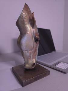 <span class=keywords><strong>Statue</strong></span> de cheval en cuivre bronze personnalisable faite à la main <span class=keywords><strong>Sculpture</strong></span> de tête de cheval arabe en laiton Artisanat métallique unique Figurine Cadeau - Product Image 5