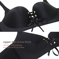 Soutien-gorge push-up sans armatures pour femme, rembourré épais, sans couture, décolleté en V profond, effet liftant, bretelles réglables, sous-vêtement quotidien pour femme