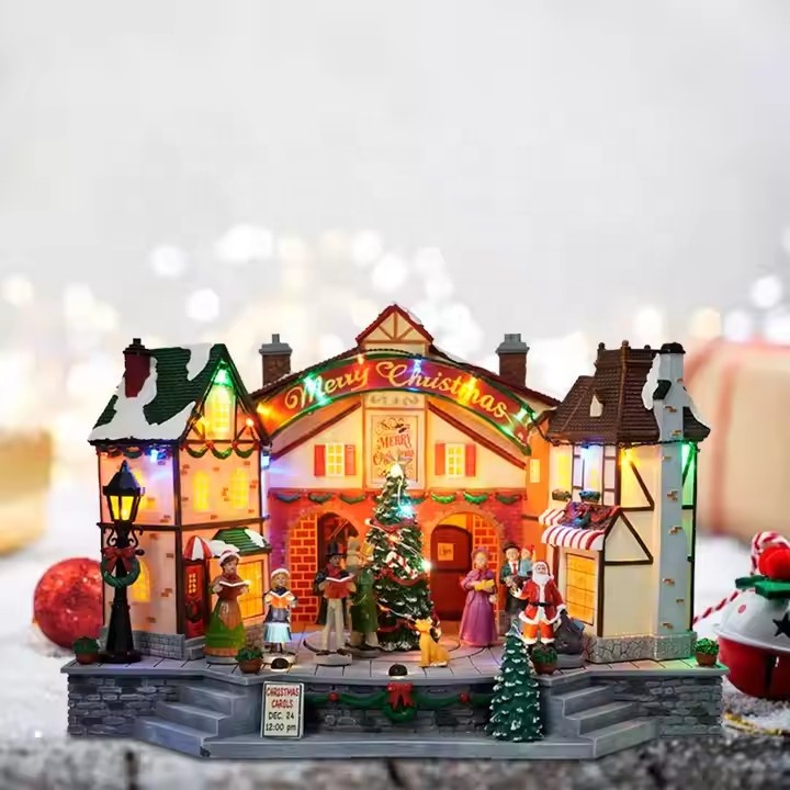 TOY SHOP クリスマス　置物　イルミネーション　ファイバーハウス ユニークなファイバーオプティッククリスマスビレッジハウスで