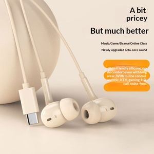 Écouteurs intra-auriculaires filaires couleur macaron minimalistes avec annulation active du bruit (ANC) et chargement Type-C pour usage quotidien, gaming et diffusion <span class=keywords><strong>en</strong></span> direct - Product Image 1