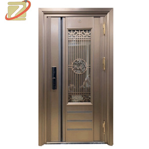 <span class=keywords><strong>Porte</strong></span> d'entrée de sécurité extérieure de luxe en acier inoxydable ZS Custom Modern Anti-Theft pour hôtel, villa, chambre extérieure - Product Image 1
