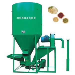 Self suction Pig feed mixer rice husk corn wheat grains mixing machine vertical 500kg poultry feed mixer