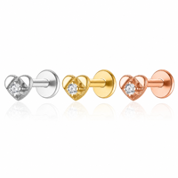 S925 SILVER Zircon Inlaid Trendy Heart Stud Earrings Stackable Helix Threaded Versatile