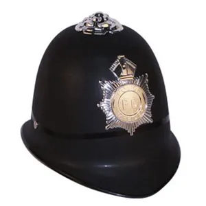 İngilizce Bobby kask kostüm aksesuarı polis kask polis rozeti siyah beyaz altın