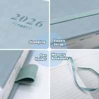 2026 PU cuir A5 annuel mensuel planificateur quotidien personnalisable cahier à couverture rigide avec bande élastique