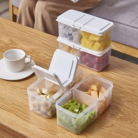Conteneurs de rangement compartimentés transparents en plastique pour réfrigérateur, style minimaliste, 401-500 ml, en stock, vente en gros