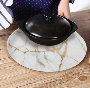 Grands cercles napperons en liège Table à manger Hot Pots Pads Plaques Lavable Imperméable Antidérapant Tache <span class=keywords><strong>Blanc</strong></span> Marbre Doré Tapis Pads - Product Image 4