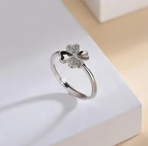 925 Sterling Silver Fashion Adjustable Flower Rings
