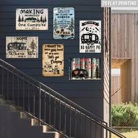 Juego de Letreros Metálicos Vintage para Camping, Decoración Retro para Pared de Autocaravana, para Campamento, Cueva del Hombre, Bar, Hogar, Decoración de Camping