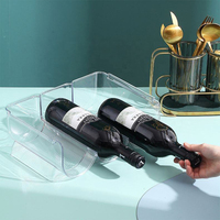 Support de rangement empilable pour bouteilles de vin en acrylique transparent avec languettes de fixation sécurisées, également support pour bouteilles d'eau