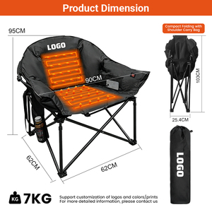 Silla de <span class=keywords><strong>Camping</strong></span> con Calefacción USB, Resistente, 286 lb, 3 Niveles de Temperatura, Acolchada, Plegable, para Exteriores - Product Image 6