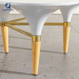 Guangdong muebles de gama alta mesa de centro blanca con 201 # cepillado champán oro Acero inoxidable madera de Fresno alto brillo <span class=keywords><strong>LAC</strong></span> - Product Image 3