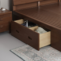 QINUO Meubles en gros : Lit double Queen Size à cadre en bois massif, lit simple avec rangement, ensemble de meubles de chambre à coucher
