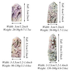 หินอาเกตองุ่นธรรมชาติ รูปทรงหอคอย อาเกตสีม่วง ตัวอย่างแร่ ของตกแต่งบ้าน คริสตัลบำบัด จุดคริสตัลหรูหรา ฟง - Product Image 5