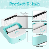 Impresora de pegatinas Phomemo T02, Mini impresora de bolsillo sin tinta, 53mm, notas, foto, portátil, 203DPI, impresora térmica, recibo