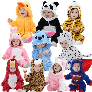 फलालैन खरगोश कॉस्टयूम बच्चे को कपड़े बच्चों लड़कियों को लड़कों Tigger पांडा के लिए पशु सर्दियों बच्चे Rompers Jumpsuit पायजामा सेट पूर्ण यूनिसेक्स