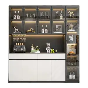 2024 New Product Modern Simple Integrated Wall Light Luxury Custom Kitchen Shelf Wine Cabinet