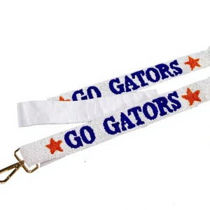 CRYSTAL CRAFT GO GATORS Beaded <b>Webbing</b> <b>Strap</b> with Orange Stars Vintage Eco-Friendly Handbag Accessory - Product Image 1