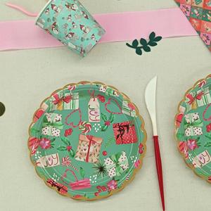 DAMAI Christmas Customized Party Tableware Set Disposable Christmas Santa <b>Ring</b> Bow Knot Gift Box Pattern Disposable Paper <b>Plates</b> - Product Image 5