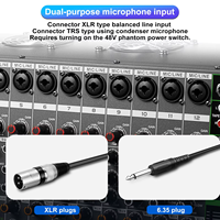 Console de mixage amplifiée professionnelle GT12 à double alimentation 800W*2, 12 canaux, mixeur audio numérique avec 256 effets sonores intégrés