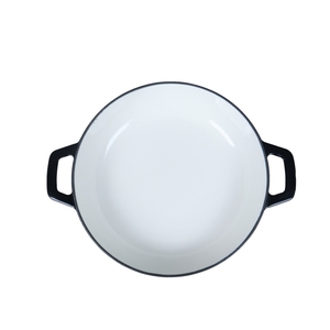 Olla hondora de hierro fundido esmaltado negro brillante de alta resistencia <span class=keywords><strong>para</strong></span> guisar y asar - Product Image 5