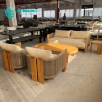 Vente en gros d'usine, mobilier de jardin, ensemble de canapés en teck, canapé en corde, chaise et table basse et table d'appoint pour villa, patio