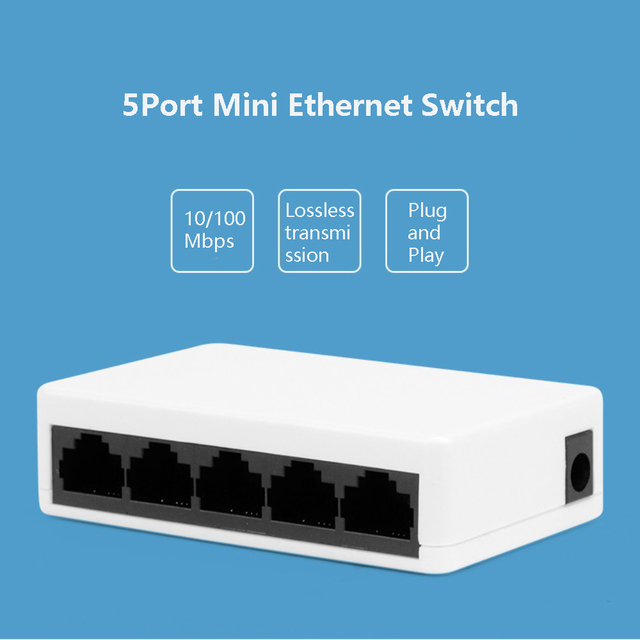 5 10/100/Mbps RJ45 Ports Internet Ethernet Switch Plastic Case 5V Desktop 5 Port Ethernet Switch Mini  Ethernet Switch